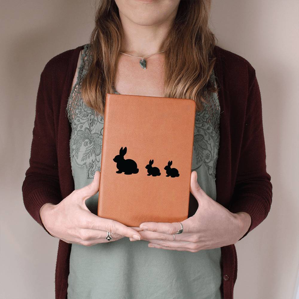 Mama Rabbit With 2 Kittens - Vegan Leather Journal
