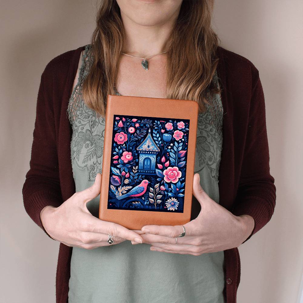 Birds And Floral Design 172 - Vegan Leather Journal