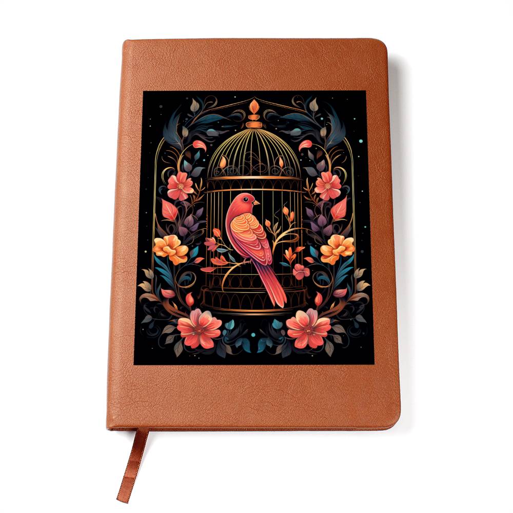 Birds And Floral Design 024 - Vegan Leather Journal