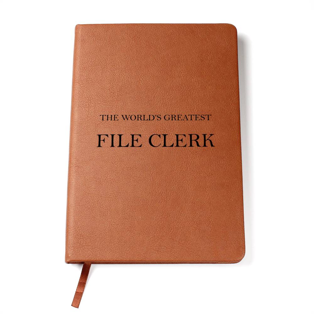 World's Greatest File Clerk - Vegan Leather Journal