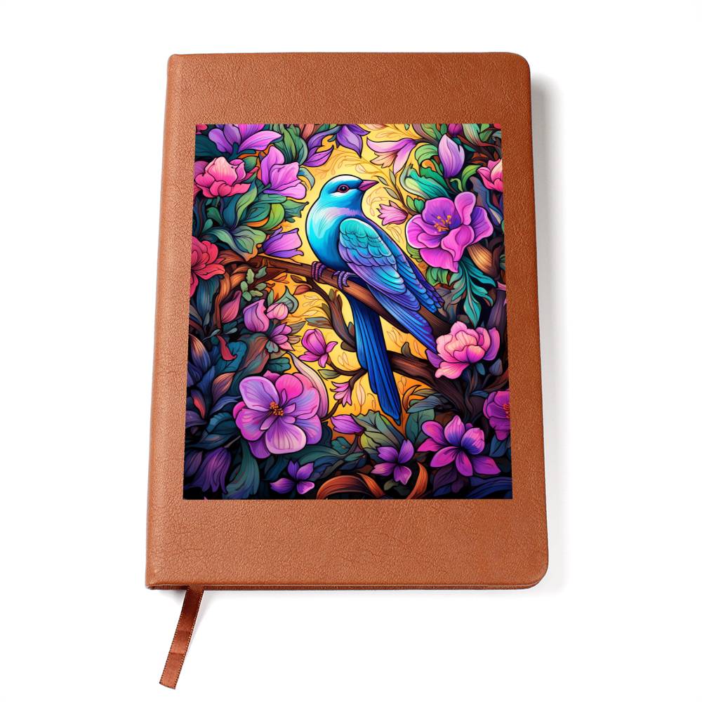Birds And Floral Design 061 - Vegan Leather Journal