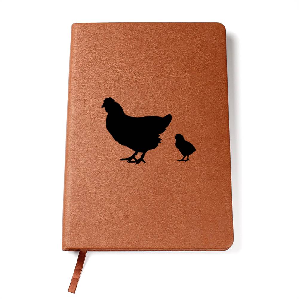 Mama Chicken With 1 Chick - Vegan Leather Journal