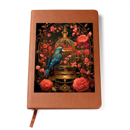 Birds And Floral Design 002 - Vegan Leather Journal