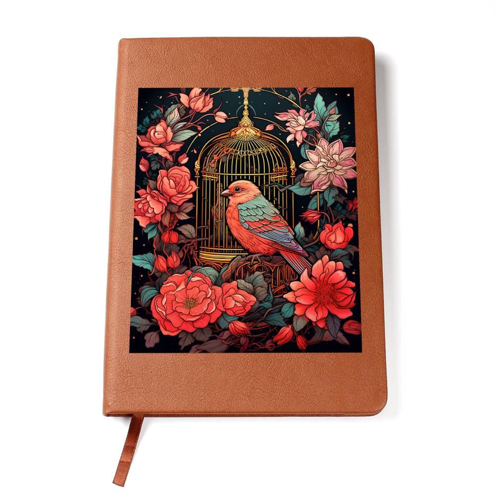 Birds And Floral Design 013 - Vegan Leather Journal