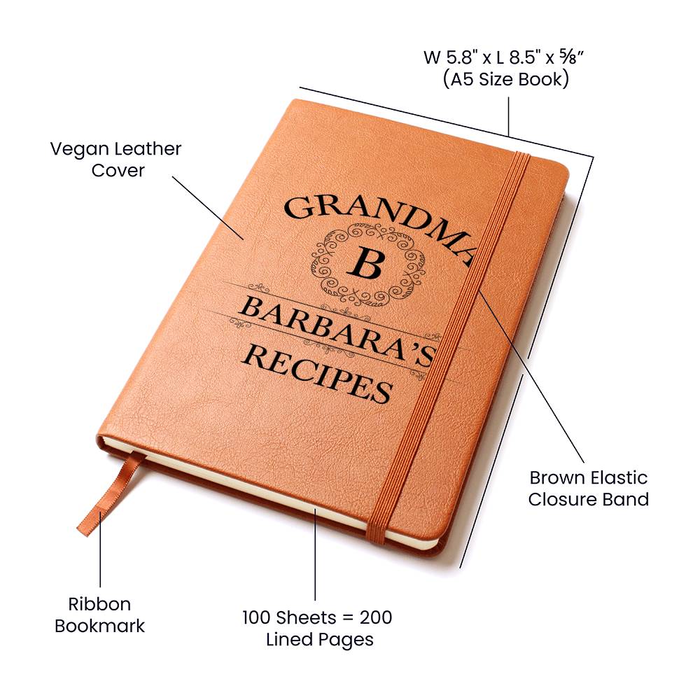 Grandma Barbara's Recipes - Vegan Leather Journal