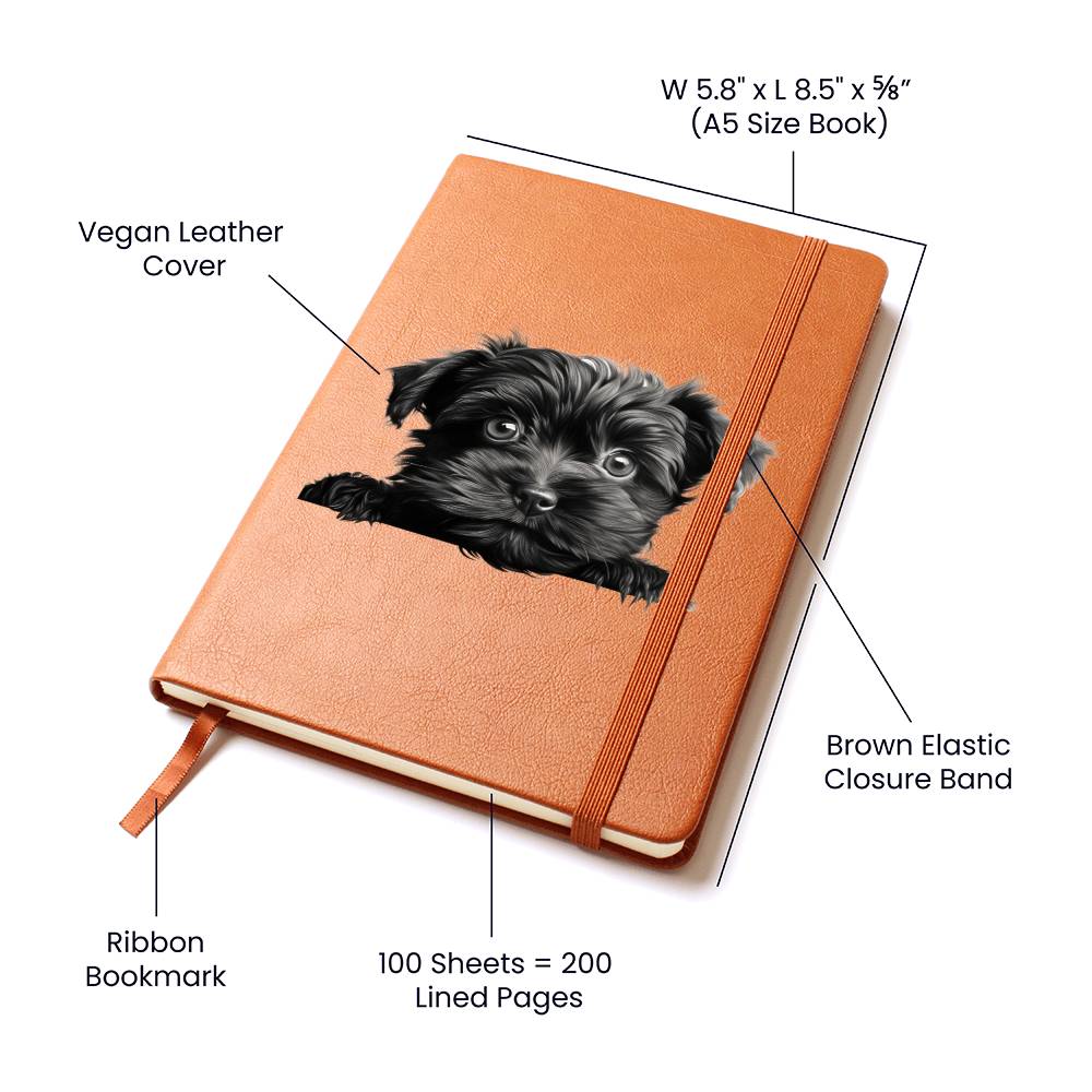Affenpinscher Peeking - Vegan Leather Journal
