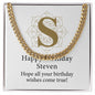 Happy Birthday Steven v01 - 14k Gold Finished Cuban Link Chain