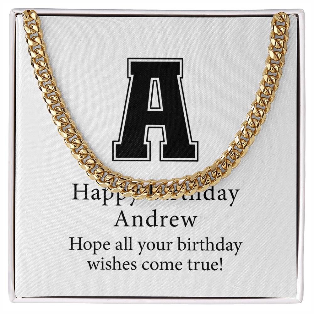 Happy Birthday Andrew v02 - 14k Gold Finished Cuban Link Chain