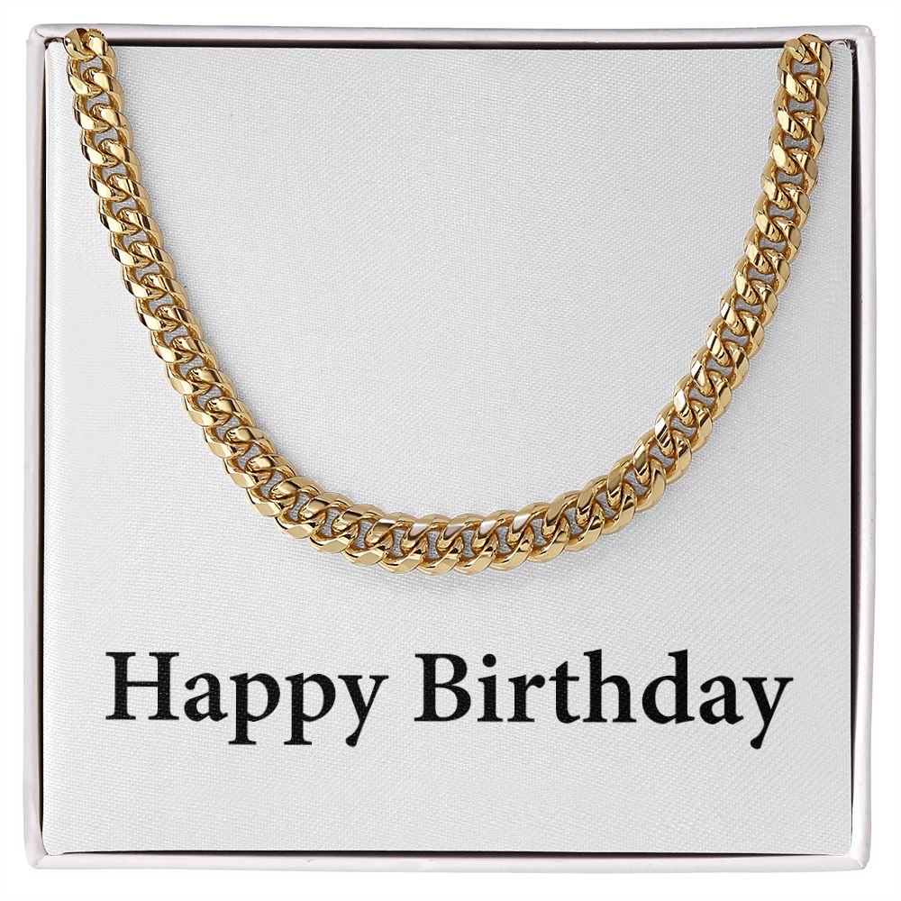 Happy Birthday - 14k Gold Finished Cuban Link Chain