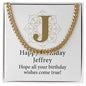 Happy Birthday Jeffrey v01 - 14k Gold Finished Cuban Link Chain