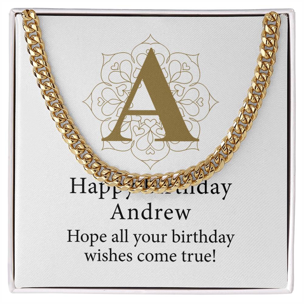 Happy Birthday Andrew v01 - 14k Gold Finished Cuban Link Chain