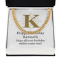 Happy Birthday Kenneth v01 - 14k Gold Finished Cuban Link Chain