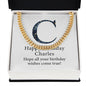 Happy Birthday Charles v03 - 14k Gold Finished Cuban Link Chain