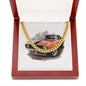 Muscle Car 08 - 14k Gold Finished Cuban Link Chain With Mahogany Style Luxury Box