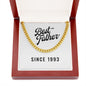 Best Father Since 1993 - 14k Gold Finished Cuban Link Chain With Mahogany Style Luxury Box