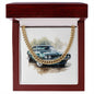Muscle Car 13 - 14k Gold Finished Cuban Link Chain With Mahogany Style Luxury Box
