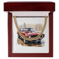 Muscle Car 04 - 14k Gold Finished Cuban Link Chain With Mahogany Style Luxury Box