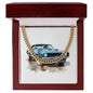Muscle Car 12 - 14k Gold Finished Cuban Link Chain With Mahogany Style Luxury Box