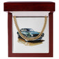 Muscle Car 11 - 14k Gold Finished Cuban Link Chain With Mahogany Style Luxury Box