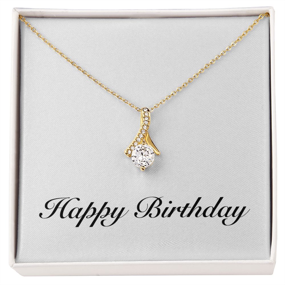 Happy Birthday - 18K Yellow Gold Finish Alluring Beauty Necklace