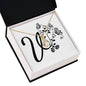 Botanical Monogram V - 18K Yellow Gold Finish Alluring Beauty Necklace