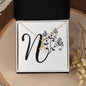 Botanical Monogram N - 18K Yellow Gold Finish Alluring Beauty Necklace