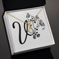 Botanical Monogram V - 18K Yellow Gold Finish Alluring Beauty Necklace