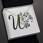Botanical Monogram U - 18K Yellow Gold Finish Alluring Beauty Necklace