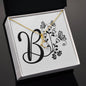 Botanical Monogram B - 18K Yellow Gold Finish Alluring Beauty Necklace