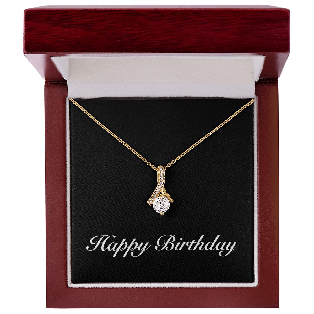 Happy Birthday v2 - 18K Yellow Gold Finish Alluring Beauty Necklace With Mahogany Style Luxury Box