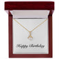 Happy Birthday - 18K Yellow Gold Finish Alluring Beauty Necklace With Mahogany Style Luxury Box