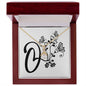 Botanical Monogram O - 18K Yellow Gold Finish Alluring Beauty Necklace With Mahogany Style Luxury Box