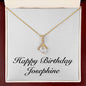 Happy Birthday Josephine - 18K Yellow Gold Finish Alluring Beauty Necklace With Mahogany Style Luxury Box