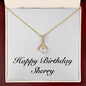 Happy Birthday Sherry - 18K Yellow Gold Finish Alluring Beauty Necklace With Mahogany Style Luxury Box