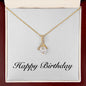 Happy Birthday - 18K Yellow Gold Finish Alluring Beauty Necklace With Mahogany Style Luxury Box