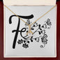 Botanical Monogram F - 18K Yellow Gold Finish Alluring Beauty Necklace With Mahogany Style Luxury Box