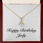 Happy Birthday Judy - 18K Yellow Gold Finish Alluring Beauty Necklace With Mahogany Style Luxury Box