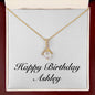 Happy Birthday Ashley - 18K Yellow Gold Finish Alluring Beauty Necklace With Mahogany Style Luxury Box