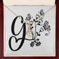 Botanical Monogram G - 18K Yellow Gold Finish Alluring Beauty Necklace With Mahogany Style Luxury Box
