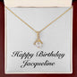 Happy Birthday Jacqueline - 18K Yellow Gold Finish Alluring Beauty Necklace With Mahogany Style Luxury Box