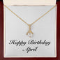 Happy Birthday April - 18K Yellow Gold Finish Alluring Beauty Necklace With Mahogany Style Luxury Box