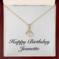 Happy Birthday Jeanette - 18K Yellow Gold Finish Alluring Beauty Necklace With Mahogany Style Luxury Box