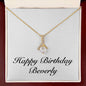 Happy Birthday Beverly - 18K Yellow Gold Finish Alluring Beauty Necklace With Mahogany Style Luxury Box