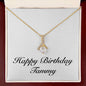 Happy Birthday Tammy - 18K Yellow Gold Finish Alluring Beauty Necklace With Mahogany Style Luxury Box