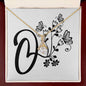 Botanical Monogram O - 18K Yellow Gold Finish Alluring Beauty Necklace With Mahogany Style Luxury Box