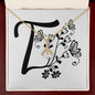 Botanical Monogram T - 18K Yellow Gold Finish Alluring Beauty Necklace With Mahogany Style Luxury Box