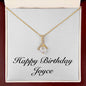 Happy Birthday Joyce - 18K Yellow Gold Finish Alluring Beauty Necklace With Mahogany Style Luxury Box