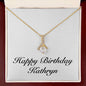 Happy Birthday Kathryn - 18K Yellow Gold Finish Alluring Beauty Necklace With Mahogany Style Luxury Box