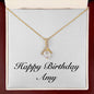 Happy Birthday Amy - 18K Yellow Gold Finish Alluring Beauty Necklace With Mahogany Style Luxury Box