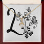 Botanical Monogram L - 18K Yellow Gold Finish Alluring Beauty Necklace With Mahogany Style Luxury Box
